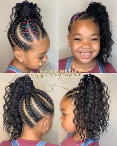 Back To School Braided Hairstyles, School Braided Hairstyles, Feed In Ponytail, Braided Hairstyles For Kids, Natural Hairstyles For Kids, Wedding Box