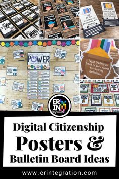 a collage of different posters and bulletin boards with the words digital citizens on them