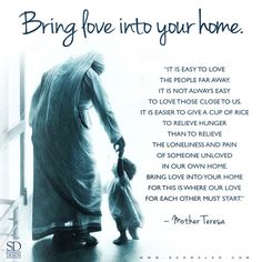 an image of a mother holding her child's hand with the words, bring love into your home