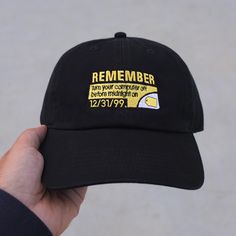 Embroidery features the infamous best buy 2000s sticker. Embrace the 90s nostalgia aesthetic with this dad hat. Computer Y2k, Nostalgia 2000s Aesthetic, Nostalgia 2000s, Blank Hats, Nostalgia Aesthetic, Before Midnight, Embroidered Caps, Embroidered Hats, Poly Bags