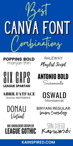 BEST CANVA FONT COMBINATIONS Canva Font Combinations, Font Canva Lettering, Canva Font, Font Pairings, Website Fonts, Canva Fonts, Canva Tips, 1001 Fonts, Font Combos