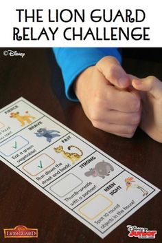 the lion guard relay challenge game for kids to play with their hands and hand on it