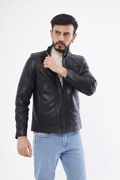 BLACK Genuine Leather Jacket , Our products are 100% genuine leather; It is produced in master hands with quality materials and delicate hand workmanship. Modern Black Leather Biker Jacket, Business Black Leather Jacket, Black Biker Leather Jacket For Formal Occasions, Luxury Black Leather Biker Jacket, Formal Black Leather Biker Jacket, Leather Jacket For Men, Lamb Leather Jacket, Perfect Coat, Stylish Coat