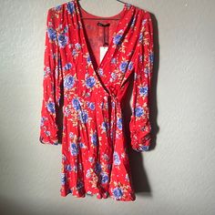 Zara Red Floral Wrap Dress Size Xs Nwt Never Worn Smoke Free Home Bundle And Save Thank You For Looking My Closet **Fast Shipping ** Red Floral Print V-neck Mini Dress, Casual Red Mini Dress For Spring, Zara Long Sleeve Red Mini Dress, Red Surplice Neckline Dress For Brunch, Red Long Sleeve Mini Dress For Spring, Zara Red Bohemian Dress, Red Flowy Mini Dress For Spring, Zara Red Mini Dress For Day Out, Red Floral Print Mini Dress For Fall