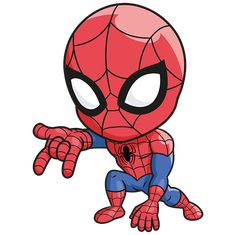 a cartoon spider man pointing at something