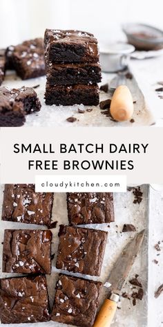 small batch dairy free brownies on a cutting board