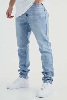 Lockdown your denim. Jeans are always a solid option, they cover that grey area between smart and casual. Our range of men’s jeans and denim gives you the chance to elevate your ‘fit. Whether you prefer skinny jeans, or you rate more of a tapered denim, make sure you secure your denim selects here. Pair your jeans with a hoodie or white trainers for a fresh, understated look.Style: Plain JeansDesign: PlainFabric: DenimDetail: PlainLength: RegularFit: Slim Slim Fit Jeans Men Outfits, Blue Jeans Outfit Men, Plain Jeans, Jeans Outfit Men, Blue Jean Outfits, Tall Men, Wardrobe Classic, Tall Jeans, Plain Tees