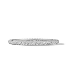 4.5mm Pave Sculpted Cable Bracelet 1.130 Classic Platinum Bangle Bracelet, Classic Platinum Bangle For Anniversary, Stackable Sterling Silver Bracelet In White Gold For Anniversary, Classic Platinum Diamond Bracelet With Polished Finish, Classic Platinum Diamond Bangle Bracelet, Classic Platinum Bangle Jewelry, Polished Platinum Bracelet, Classic Stackable Sterling Silver Bracelet, Classic Sterling Silver Diamond Cut Bangle Bracelet