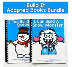 two children's books with the words i can build a snow monster on them