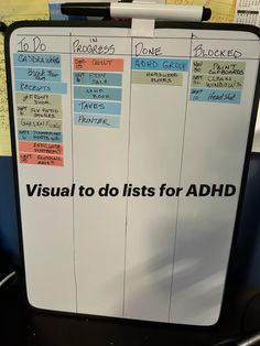 Visual to do lists for those with ADHD very successful and helpful Home To Do List Board, Visual Planning Board, Neurodivergent Life Hacks, Visual Organization Ideas, 5s Organization, To Do List Organization, Master To Do List, Task Organization, Visual Organization