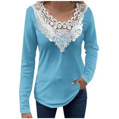 Shop Affordable  Women Blouses1 Spring/Fall Shirt&blouse Casual Shirt&blouse Floral Shirt&blouse Loose Daily V Neck Long Sleeve On Justfashionnow.com Loose Blouse, Casual Blouse, Floral Blouse, Floral Shirt, Spring And Fall, Fall Shirts, Spring Floral, Floral Lace, Pink Grey