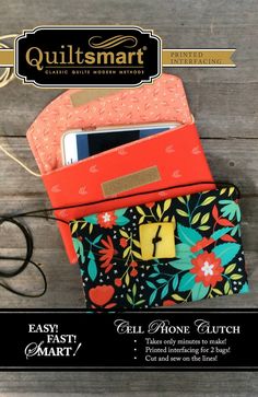 an advertisement for quilt smart phone pouch