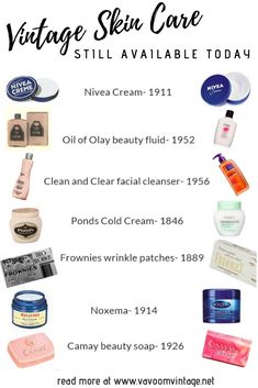 Vintage Skin Care Products That You Can Still Buy / Va-Voom Vintage | Vintage Fashion, Hair Tutorials and DIY Style Olay Beauty Fluid, Ponds Cold Cream, Retro Hairstyles Tutorial, Cold Cream, Hair Tutorials, Face Skin Care, Homemade Skin Care, Fashion Hair