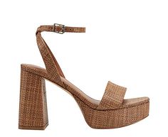 Marc Fisher Sadel Women's Platform Sandal Don't forget to have fun in the chic Sadel women's platform Sandal from Marc Fisher. With a raffia upper featuring a square toe, this ankle buckle strap Shoe has more than enough lift. The footbed soothes your foot, while the platform stabilizes all that lift. Raffia upper  Buckle strap closure  Squared toe  1 1/4" platform  4 1/4" block heel Adjustable Square Toe Heels For Summer, Brown Square Toe Heels For Summer, Brown Platform Sandals With Square Toe, Brown Square Toe Platform Sandals, Women Platform Sandals, Rack Room Shoes, Rack Room, Strap Shoes, Marc Fisher