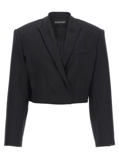 'Cropped' single-breasted stretch wool blazer with button closure and long sleeves. Composition: 97% wool 3% elastane Crepe Blazer, Tuxedo Blazer, Stella Mccartney Bag, David Koma, Italian Outfits, Tailored Blazer, Cropped Blazer, Single Breasted Jacket, Oversized Blazer