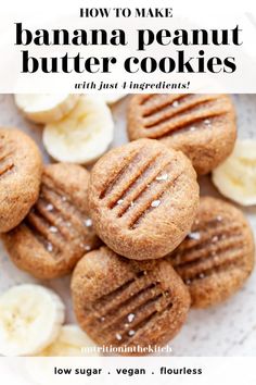 a bowl filled with cookies and bananas on top of a table