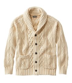 a cardigan sweater with an open collar and buttons on the front, in white