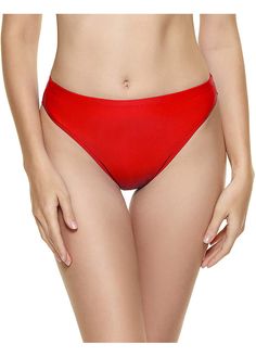 Full Coverage Bikini Bottom Elastic closure Mid-Rise Skin-friendly Shell Fabric: 85% Nylon, 15% Spandex High Cut Red Seamless Swimwear, Red Seamless Swimwear For Swimming, Nylon Swimwear With Boning For Poolside, Solid Color Smoothing Stretch Tankini, High Stretch Swimwear For Pool, Solid Smoothing Stretch Tankini, High Stretch Solid Swimwear For Swimming, Seamless Nylon Swimwear For Sunbathing, Stretch Smoothing Swimwear For Sunbathing