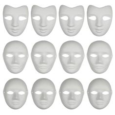 PRICES MAY VARY. Material: hard paper. Size one: 8.26*7.28 inch. Size two: 9.44*7.48 inch. Size three: 8.62*6.92 inch. Package include: 12pcs DIY paintable white paper plain mask with three different sizes. Purpose: These blank masks are perfect for classroom projects, art classes, masquerades, cosplay, costume parties, dance party and Halloween. Feature: You can use your imagination to DIY this mask. Elastic strap for comfortable and easy wear. 12PCS Paper Face DIY Mask Paintable White Plain Ma Masquerade Dance, Masquerade Mask Diy, Full Face Masks, Mask Photoshoot, Face Diy, Basic Sketching, Paper Face, Mache Art, Mask White