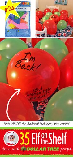 balloons with writing on them and an advertisement for the balloon sale at dollar tree plaza