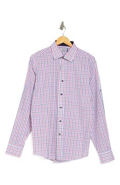 This button-up shirt features a trim fit that gives you more definition while the cotton design ensures lasting comfort. Front placket Spread collar Long sleeves with button cuffs Solid contrast inside collar, inside placket and roll-up tabs 100% cotton Machine wash, tumble dry Imported Casual Plaid Long Sleeve Dress Shirt, Red Casual Dress Shirt With Button Closure, Casual Red Dress Shirt With Button Closure, Casual Red Dress Shirt For Spring, Casual Red Collared Dress Shirt, Casual Red Dress Shirt For Work, Casual Red Long Sleeve Dress Shirt, Red Casual Dress Shirt With Spread Collar, Casual Red Dress Shirt With Spread Collar