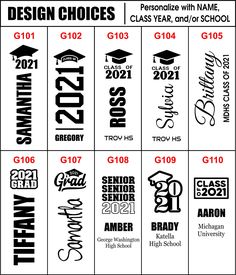 a poster with the names and dates for graduation