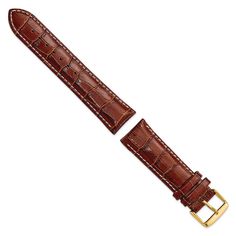 Product Weight Weighs approximately 1.6 oz. Product Dimensions Length of item : 7.5 in Width of item : 24 mm Product Specifications - Length of Item : 7.5 in - Material : Accents : Stainless Steel - Watch Band Material : Leather - Material : Accent Color 1 : Gold Tone - Clasp /Connector : Buckle - Thickness : 5.5 mm - Item Weight U/M : lbs - Width of Item : 24 mm - Watch Band Width : 24 mm - Product Type : Watch - Sold By Unit : Each - Gender : Unisex - Material : Primary - Color : Brown - Watch Type : Watch Bands Adjustable Bracelet Strap Watch Band For Formal Occasions, Formal Adjustable Bracelet Strap Watch Band, Gold Bracelet Strap Watch Band For Business, Formal Adjustable Leather Strap Watch Bands, Classic Brown Rectangular Watch Bands, Gold Leather Strap Watch Band For Business, Gold Leather Watch Strap, Gold Leather Wrist Strap For Watches, Classic Brown Watch Accessories With Stainless Steel Clasp