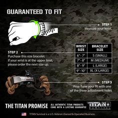 an info sheet describing how to use the titan defense wrist strap for combat training and survival