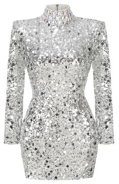 Long Sleeve Crystal Sequin Dress Silver DESIGN: Color: Silver Mock neck Long sleeves Sequined Embellished with rhinestones Exposed zipper at back Gentle Dry Clean Only Length: Mini MATERIAL: Polyester + Cotton High quality durable fabric. Delicate sewing and hemming by durable needle lockstitch machine. YKK zipper (known as the most durable and reliable zippers manufactured today). To maintain the beauty of your garment, please follow the care instructions on the attached label. Color may vary due to lighting on images. The product images (without model) are closest to the true color of the item.     * Order one size up for a relaxed fit. * Pay special attention on measurements to ensure proper fit. * If you are between two sizes the larger one is recommended.    & Silver Party Dress Long Sleeve, Luxury Silver Sequin Dress For Formal Occasions, Luxury Silver Sequin Dress, Glamorous Style, Silver Dress Formal Winter, Luxury Silver Dresses With Embellishments, Silver Cocktail Dress For Women, Holiday Party Dresses Silver, Luxury Fitted Silver Sequin Dress, Luxury Silver Sequin Dress For Spring