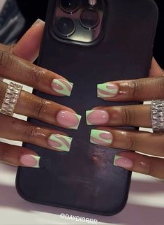 Colored Acrylic Nails, Girly Acrylic Nails, French Acrylic Nails, Vacation Nails, Bling Acrylic Nails