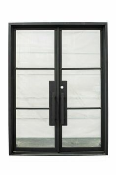 This Door Is In Stock Ready To Ship From Our Warehouse In Texas • Model : Hico • Size : 72" By 108" • Swing : Inside Swing • Color : Matt Black • Active Side: Right Hand Active ( Means When You are Standing Outside your home looking at the door the right side will be your every day use side ) • Glass : Fixed Low E Glass   Handles : Comes With 4 Heavy Duty Iron Handles Like Shown in the Picture  • Our doors made of 12-gauge steel with 5/8" wrought iron for design work,  Double-pane tempered Low E Modern French Design, Smart Garage Door Opener, Double Front Entry Doors, Modern Garage Doors, Iron Windows, French Exterior, Modern Garage, Wrought Iron Doors, Front Entry Doors