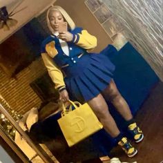 • skirt/skort outfit ideas 🤩😝 Graduation Party Outfit Black Women, Tennis Skirt Outfit Black Women, Yellow And Blue Outfits, Sgrho Outfits, Skort Outfit Ideas, Skort Outfit