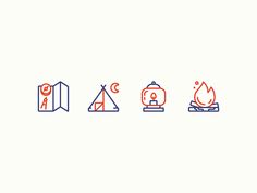 four different types of fire, water and camping related items are depicted in this graphic