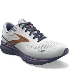 One of our most-loved running shoes are these  120380-492 Brooks Women's Ghost 15 Athletic Shoes.  With a soft feel, smooth ride, and trusted fit, the men's Ghost 15 delivers the comfort and performance runners want.  62.5 % Recycled Materials in the Upper Engineered Air Mesh Upper Provides Comfort and Breathability with 3D Fit Print DNA LOFT v2  Cushioning Soft Midsole and Segmented Crash Pad Team up for Easy Flow from Landing Improved Cushioning Smooth Transitions 120380-492 Brooks Women's Ghost 15 Athletic Shoes - Spa Blue/Neo Pink/Copper Marathon Sneakers With Ortholite Insole, Synthetic Sneakers With Ortholite Insole For Marathon, Casual Walking Shoes With Ortholite Insole For Marathon, Marathon Lace-up Sneakers With Ortholite Insole, Building A Closet, Athletic Models, Brooks Ghost, Pink Copper, Crash Pad