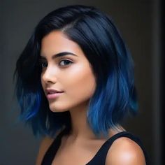 Dark Blue Bob, Electric Blue Highlights, Aniston Hair, Medium Hair Up, Casserole Bake, Jennifer Aniston Hair, Diy Hair Color, Taco Casserole, Chin Length Hair