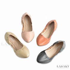 Lasaky - Pointed Egg Roll Shoes with Thickened Soft Sole and Low-Cut Curved Design Non-slip Ballet Flats With Round Toe, Casual Non-slip Ballet Flats With Flat Heel, Casual Non-slip Ballet Flats, Non-slip Synthetic Flats, Non-slip Closed Toe Flats, Spring Non-slip Ballet Flats With Round Toe, Non-slip Closed Toe Synthetic Flats, Casual Pointed Toe Flats In Synthetic, Vintage Loafers