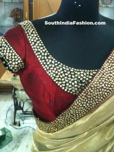 Kundan Work, Wedding Blouse Designs, Indian Saree Blouse, Saree Blouse Patterns, Choli Designs, Maggam Work Blouse Designs, Salwar Kamiz, Embroidered Blouse Designs