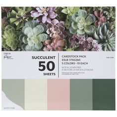 succulent 50 sheets in assorted colors and sizes, including green, pink, purple