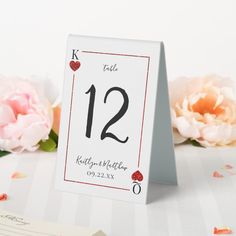 a table number card sitting on top of a table