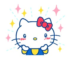 an image of hello kitty with stars in the background