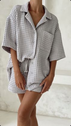 Home Outfit, Shorts Set, Waffle Knit, Short Sets, Shoulder Top, Summer Outfits