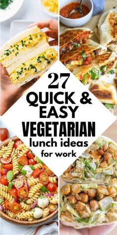 several different types of vegetarian lunch ideas for work