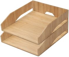 two wooden trays with handles on each side