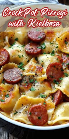 a close up of a plate of food with pasta and pepperoni on the side