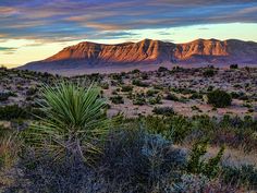 the sun is setting over mountains in the desert