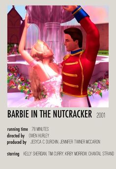 an advertisement for barbie in the nutcrackerer, featuring a man and woman