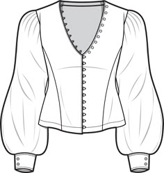 a women's blouse with buttons on the front and back, in black and white