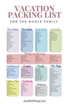 the vacation packing list for the whole family