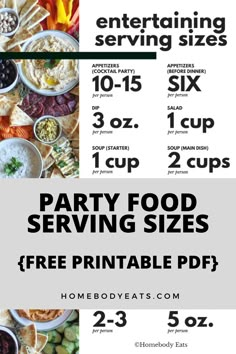 party food amounts Party Food Serving Guide, Dinner Party Recipes Make Ahead, Dinner Party Recipes Elegant, Dinner Party Recipes Main, Healthy Dinner Party Recipes, Party Planning Food, Easy Dinner Party Recipes, Cocktail Party Appetizers, Entertaining Desserts