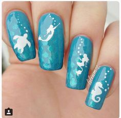 Mermaid Acrylic Nails, Bling Manicure, Color Manicure, Mermaid Nail Art, Spring Manicure, Mermaid Nail, Beach Nail Designs